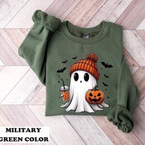 Ghost Funny Spooky Ghost Sweatshirt Spooky Season Halloween Party Fall Ghost 24